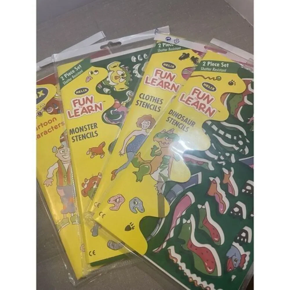 Vintage Helix stencils 4 Packs Dinosaurs, Monsters, Clothing, Cartoon Characters